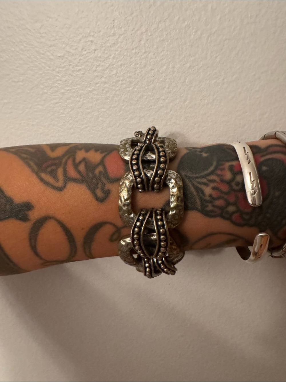 Antique Silver-Tone Linked Statement Bracelet - Women Jewelry